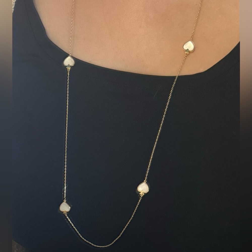 Kate Spade gold pearl spade long necklace